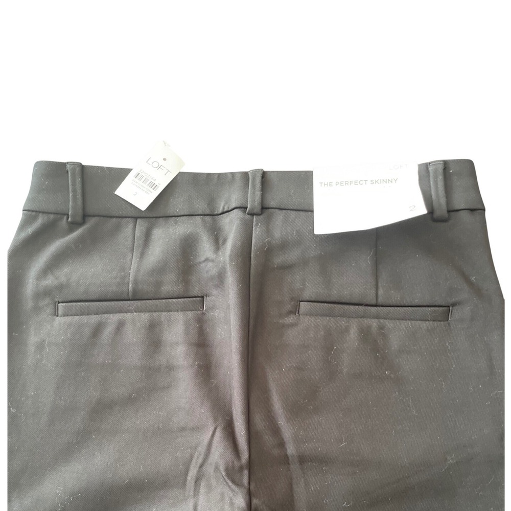 Loft The Perfect Skinny Pants Womens 2 Black Cotton Blend Stretch Trousers NEW - Picture 3 of 8